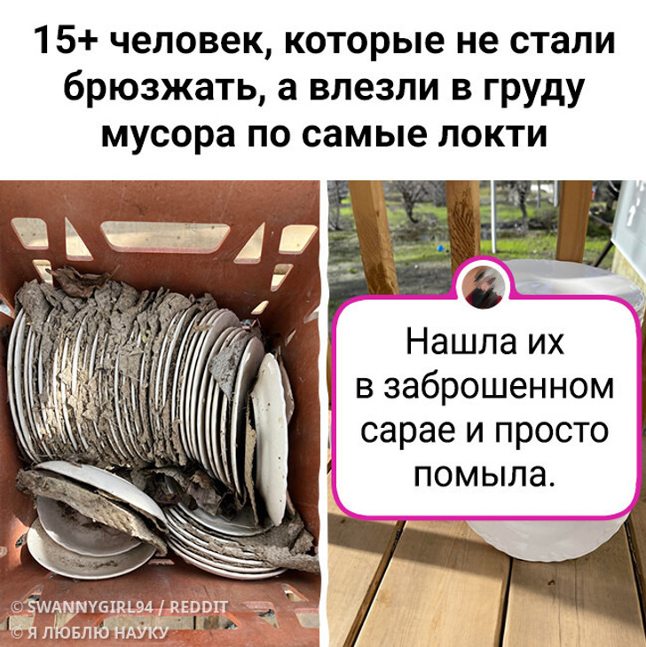 15+ человек, которые не стали брюзжать, а влезли в груду мусора по самые локти